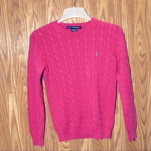 Ralph Lauren Sport Knit Sweater Pink Long Sleeve Crew Neck Cotton Women's Size L